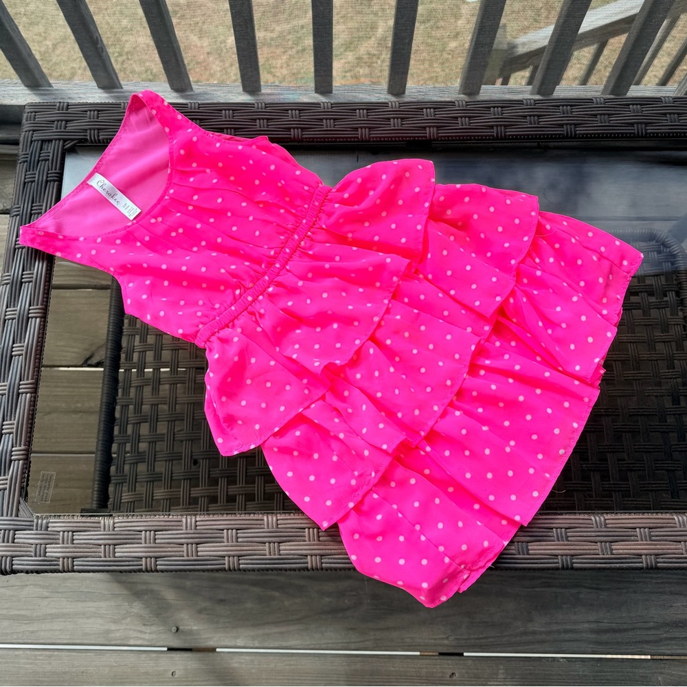 Cherokee Hot Pink Polka Dot Dress Size Small